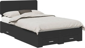 vidaXL Cadru de pat cu headboard Negru 135 x 190 cm Lemn compozit