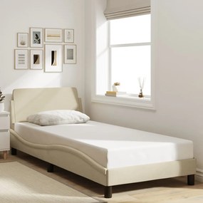 vidaXL Cadru de pat cu tăblie fără saltea, crem, 90x200 cm, textil