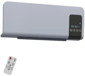 HOMCOM Ventilator Termic de Perete cu Temporizator 12h și 2 Moduri Gri | Aosom Romania
