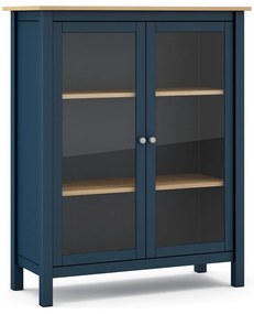 Vitrină albastru-închis/natural din lemn de pin 90x110 cm Misti – Marckeric