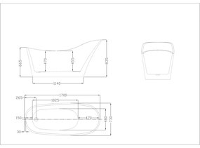 Cada baie freestanding, asimetrica, Genius Bella Casa, acril, 170 x 73 cm