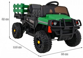 Masinuta Electrica cu acumulator pentru copii NOVOKIDS™ Farmer Truck, Cu remorca si faruri luminoase, Roti din Cauciuc EVA, 3-8 ani, max 30 kg,