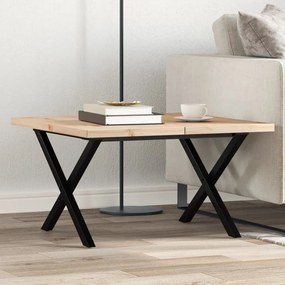 vidaXL Masă de cafea, cadru X, 60x60x40,5 cm, lemn masiv pin și Oţel
