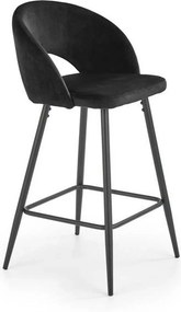 Scaun bar 65 cm H96, negru - HLR 66, stofa catifelata/otel