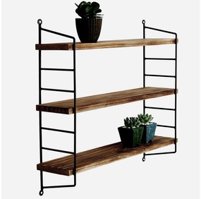 Raft decorativ de perete Duvelo 6 (Nuc + negru) . 1093672