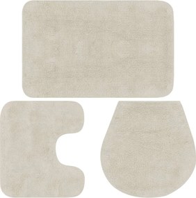 vidaXL Set covorașe baie, 3 piese, alb, textil