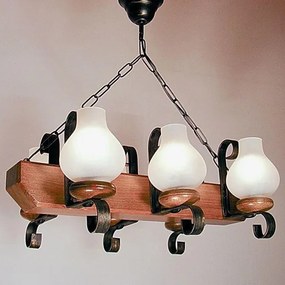 Candelabru rustic fabricat manual din lemn 6 brate Trapez WOOD-TR-SP6