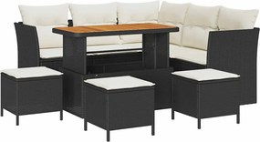 vidaXL Set de canapele pentru grădină cu pernă 9 pcs negru și crem