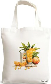 Sacosa de Panza pentru Cumparaturi, Geanta Tote, model Books and summer 38 x 34.5 cm, Alba, BEKZ®