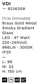 Lustra moderna cu 7 pendule LED, Metal, Sticla, Fumuriu, Voi