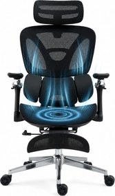 METACHAIR DORO VENT Scaun ergonomic, sezut cu ventilatie, suport lombar dinamic, spătar reglabil înălțime, cotiere 6D, tetieră 2D, suport picioare, mecanism multifunctional inclinare/blocare, pivotant, Mesh, Negru