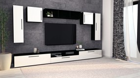 Living haaus Haga V2, Alb Lucios/Negru, MDF, L 360 cm