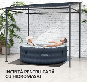 Outsunny Pergolă de Grădină din Metal și Poliester, 238x238x235/194 cm, Gri Închis | Aosom Romania