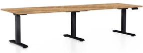 Masă înălțime reglabilă OfficeTech Long, 260 x 80 cm, picioare negre, stejar auriu