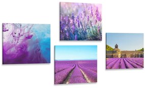 Set tablouri lavandă cu abstracție