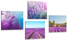 Set tablouri lavandă cu abstracție