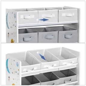 Raft depozitare copii ANET cu cutii textile albastru/alb