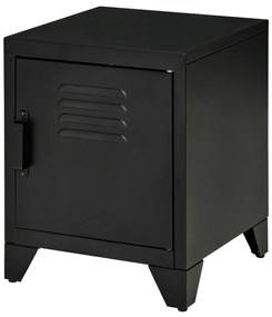 HOMCOM Noptieră, Masă laterală cu raft reglabil, Ușă, Comodă pentru Dormitor, Sufragerie, Metal, Negru, 50 x 40 x 47,5 cm | Aosom Romania