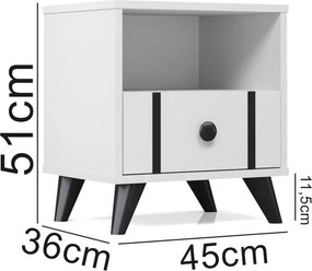 Noptiera  Carla Homs, alb, 51 x 36 x 45  cm