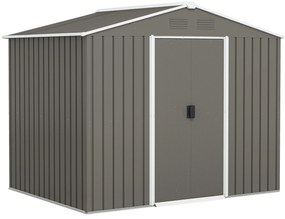 Outsunny Casută de Grădină, Magazie de Exterior pentru Unelte cu 2 Uși Culisante și 4 Prize de Aerisire, 236x174x190 cm, Gri | Aosom Romania