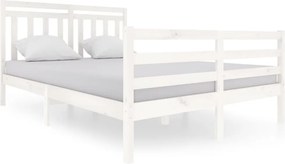 vidaXL Cadru de pat, alb, 140x200 cm, lemn masiv