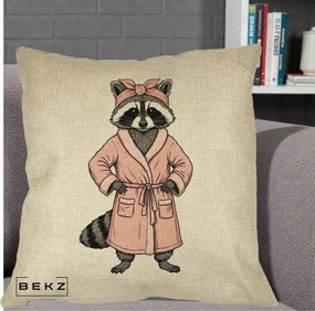 Perna Decorativa Albinuta Kawaii Vesela, 40x40 cm, Crem, Husa Detasabila, Perna Inclusa, BEKZ®