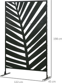 Outsunny Panou de Intimitate pentru Exterior din Metal, 122 x 198 cm, Separator Decorativ cu Suport și Șuruburi de Expansiune, Panou Autoportant pentru Grădină, Terasă, Piscină, Frunză de Bananier | Aosom Romania