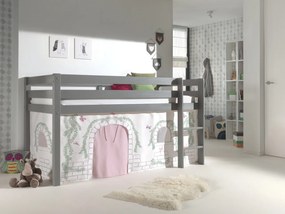 Pat copii supraînălțat Vanessa cu husă Castel Birdy pentru copii – Vipack [Dimensiuni: 208x98x114 cm]