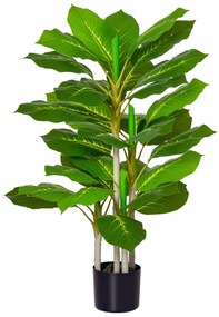 HOMCOM Plantă Artificială cu 33 de Frunze pentru Uz Interior și Exterior cu Ghiveci, Plantă Falsă în PEVA, PE și Ciment, 95 cm, Verde | Aosom Romania