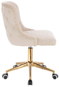 HR940K Scaun Crem din Catifea cu Bază Aurie