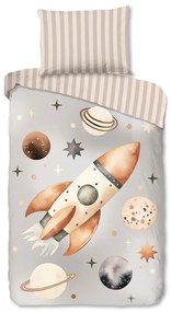 Lenjerie de pat pentru copii grej din bumbac pentru pat de o persoană 140x200 cm Explore – Good Morning