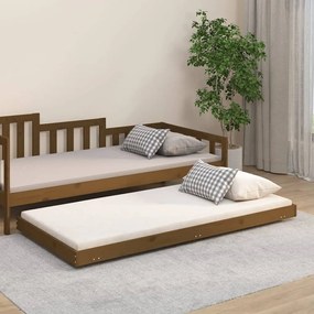 823512 vidaXL Cadru de pat, maro miere, 75x190 cm, lemn masiv de pin