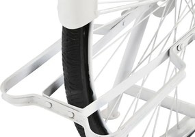 Consolă vintage tip bar din metal alb antichizat și lemn de mango, „Bycicle"