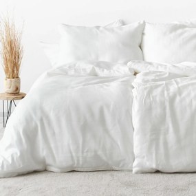 Goldea lenjerie de pat de inul de exclusiv - model 002 - alb 140 x 200 și 70 x 90 cm