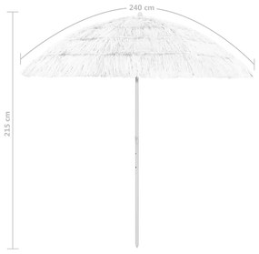Umbrela de plaja Hawaii, alb, 240 cm Alb, 240 cm