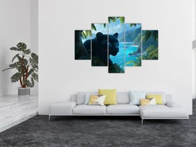 Tablou - Pantera neagră în junglă (150x105 cm)