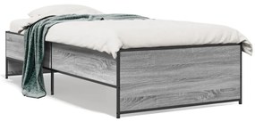 845254 vidaXL Cadru de pat, gri sonoma, 75x190 cm, lemn prelucrat și metal