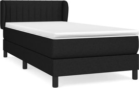 vidaXL Pat box spring cu saltea, negru, 100x200 cm, textil