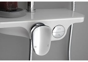 Aqualine - Set de duș cu baterie, crom lucios/alb