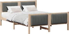 vidaXL Cadru de pat maro și gri închis 140 x 190 cm Lemn masiv de pin
