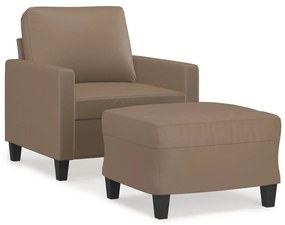 3153352 vidaXL Fotoliu canapea cu taburet, cappuccino, 60 cm, piele ecologică