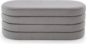 Bancheta CALPI, stofa catifelata gri, 110x46x42 cm