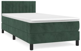 3141404 vidaXL Pat box spring cu saltea, verde închis, 90x200 cm, catifea