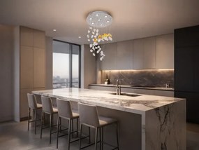 Plafonieră cu cristale LED AVARA LED/24W/230V Ø 40 cm crom lucios + telecomandă