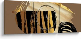 Tablou - Abstracție maro auriu N⁰2 (cu ceas) (90x30 cm)