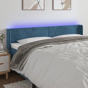 vidaXL Tăblie de pat cu LED, albastru închis, 163x16x78/88 cm, catifea