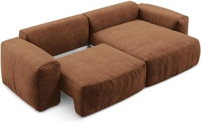 Colțar teracotă extensibil cu tapițerie din chenille (cu colț pe partea dreaptă/cu șezlong) Kuki – Makamii