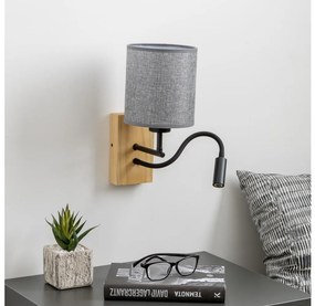 Lampă LED de perete Brilagi NUBILA WOOD 1xE27/25W/230V + LED/3W stejar/gri
