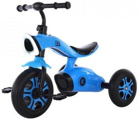 Tricicleta cu pedale NOVOKIDS™ Space Trike, Cu melodii si lumini, Max 30 kg, Roti din spuma cauciucata EVA, Cadru metalic, Model motocicleta, Albastru