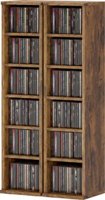 HOMCOM Set de 2 Rafturi pentru 204 CD-uri cu Polițe Ajustabile, 21x22,5x88,5cm, Maro Rustic | Aosom Romania